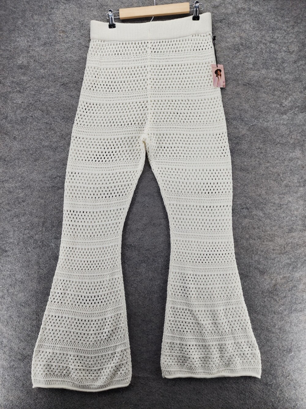 Sincerely Jules Pants Womens XL Pull On White Crochet Cover Up Flare